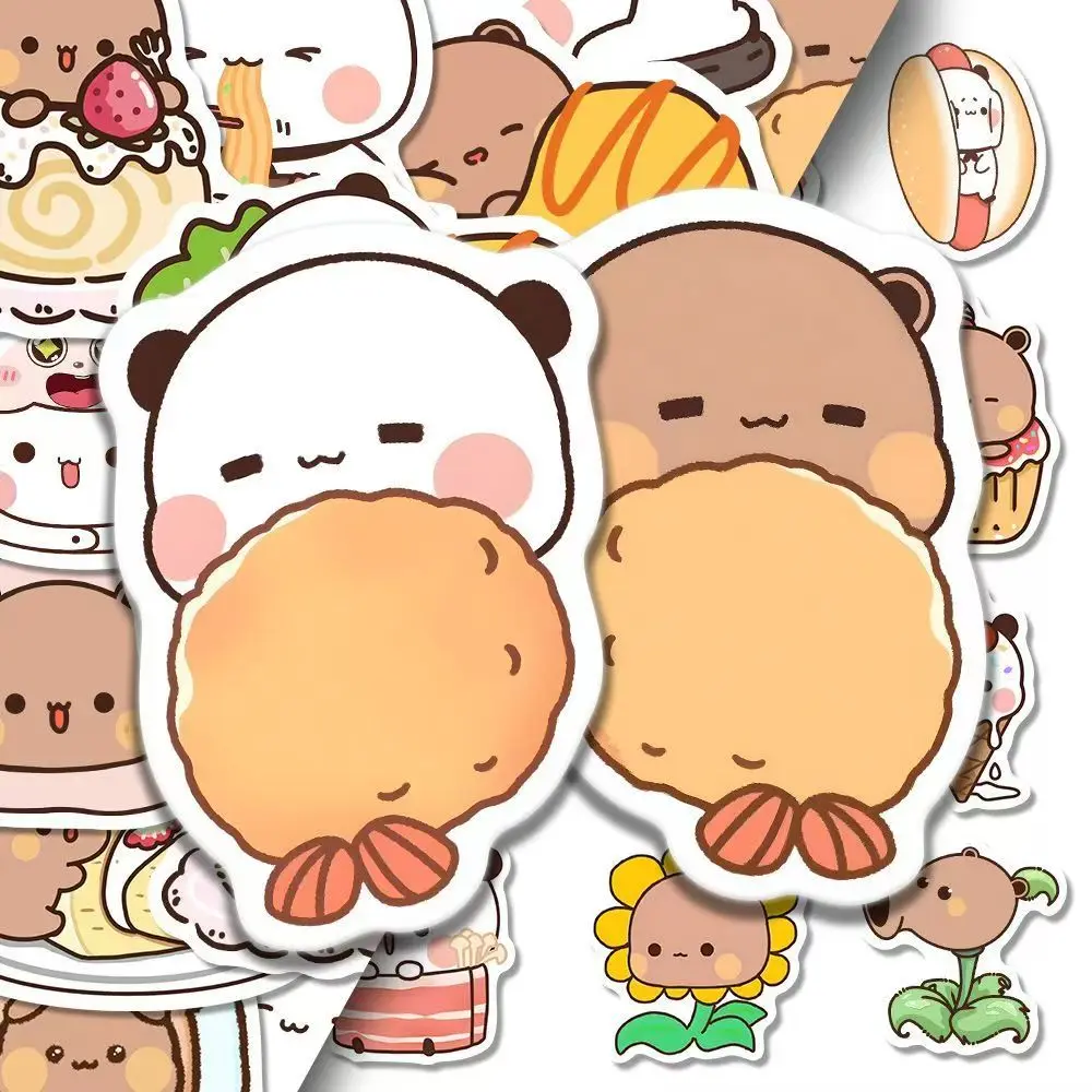 50pcs/Set Bubu And Dudu Panda Bear Sticker Food Serise Waterproof Cartoon Bear and Panda Sticker Toys 50pcs/Set Bubu And Dudu Panda Bear Sticker Food Serise Waterproof Cartoon Bear and Panda Sticker Toys