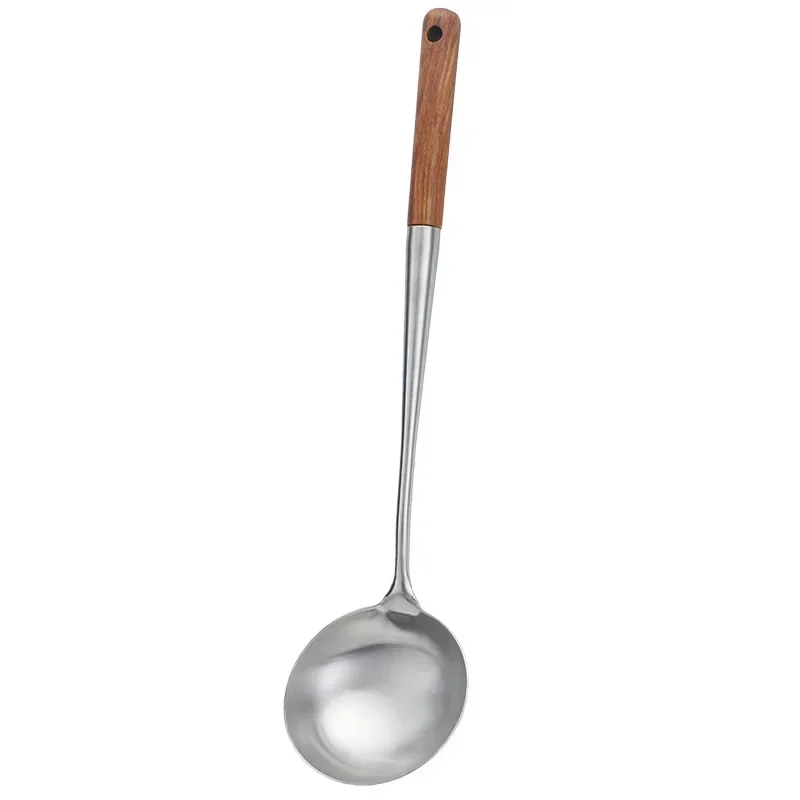 304 Stainless Steel Spatula Spoon With Wooden Handle Lengthened Cooking Spoon Anti-Scalding Cooking Shovel Kitchenware 304 Stainless Steel Spatula Spoon With Wooden Handle Lengthened Cooking Spoon Anti-Scalding Cooking Shovel Kitchenware
