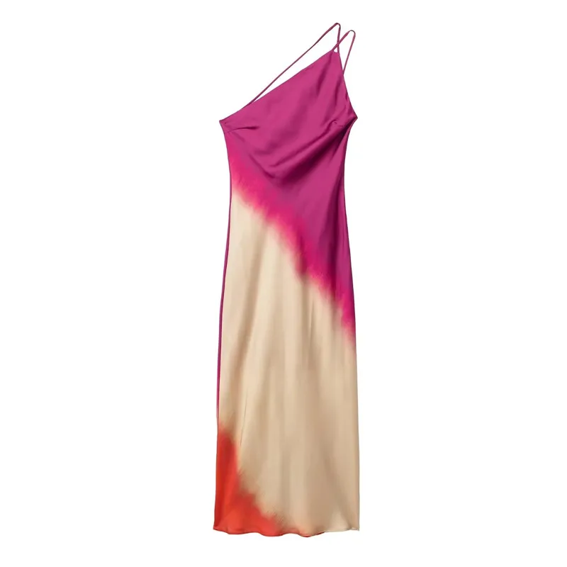TRAF Tie Dye Long Dress Women Asymmertic Satin Backless Dress Woman Off Shoulder Sexy Evening Party Dresses Midi Summer Dresses TRAF Tie Dye Long Dress Women Asymmertic Satin Backless Dress Woman Off Shoulder Sexy Evening Party Dresses Midi Summer Dresses