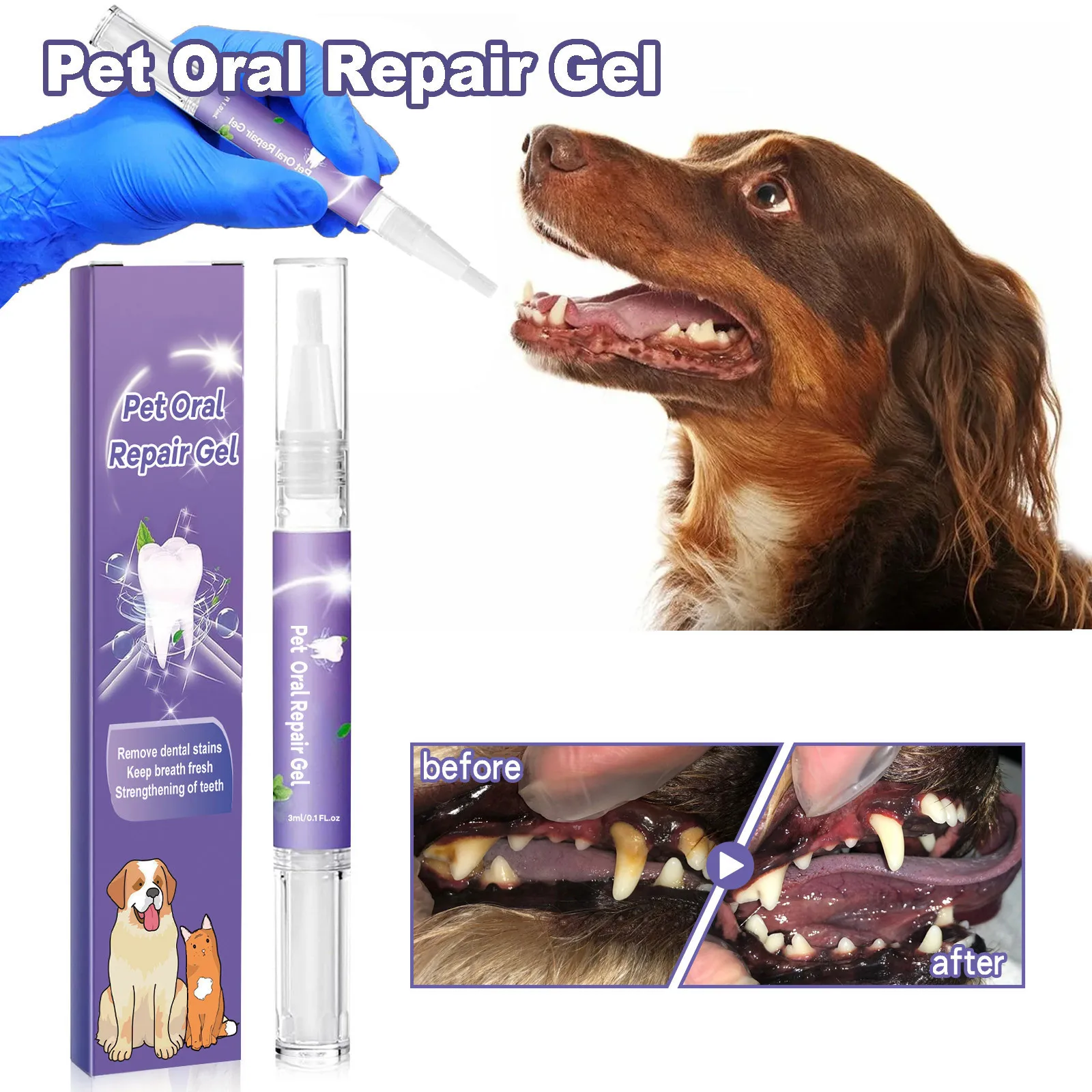 3ml Pet Oral Gel Cleaning Dog Cat Teeth, Bad Breath, For Tartar, No Need To Brush Teeth, Pet Breath Freshener Gel Care Cleaner 3ml Pet Oral Gel Cleaning Dog Cat Teeth, Bad Breath, For Tartar, No Need To Brush Teeth, Pet Breath Freshener Gel Care Cleaner