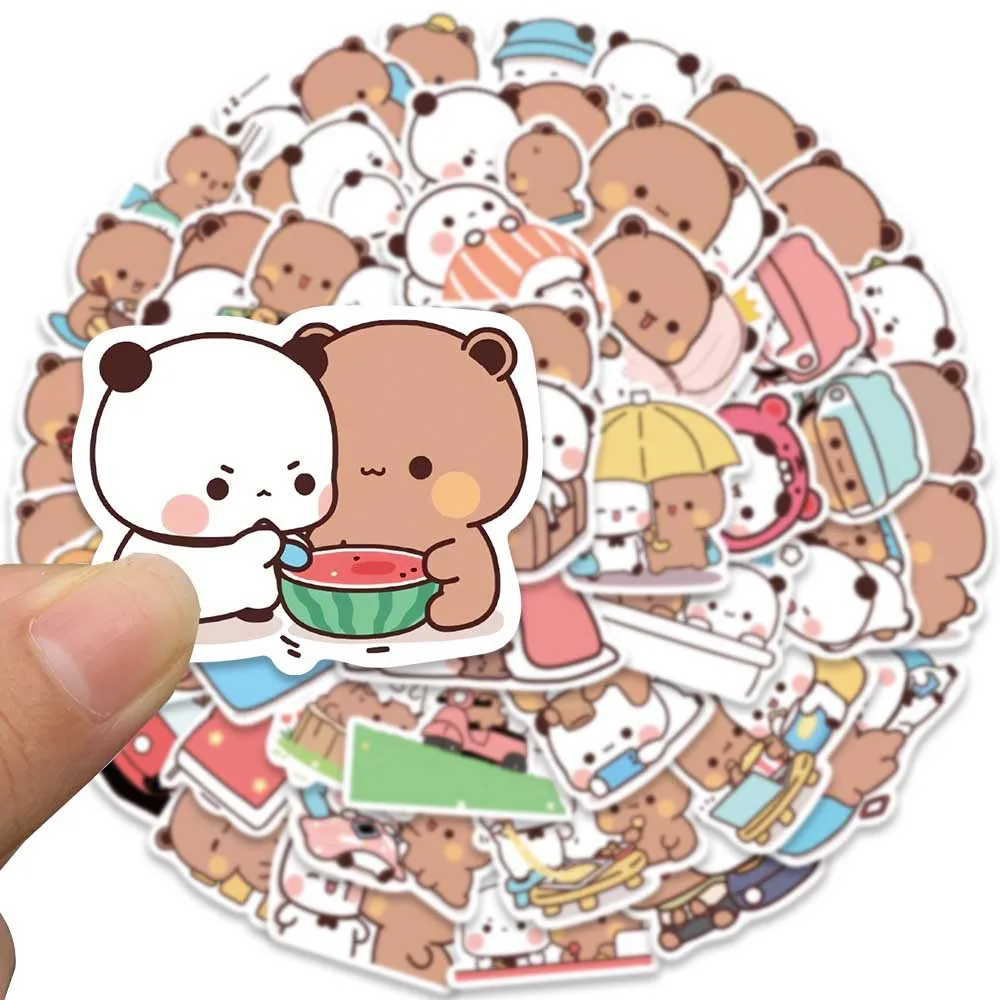 50pcs/Set Bubu And Dudu Panda Bear Sticker Food Serise Waterproof Cartoon Bear and Panda Sticker Toys 50pcs/Set Bubu And Dudu Panda Bear Sticker Food Serise Waterproof Cartoon Bear and Panda Sticker Toys