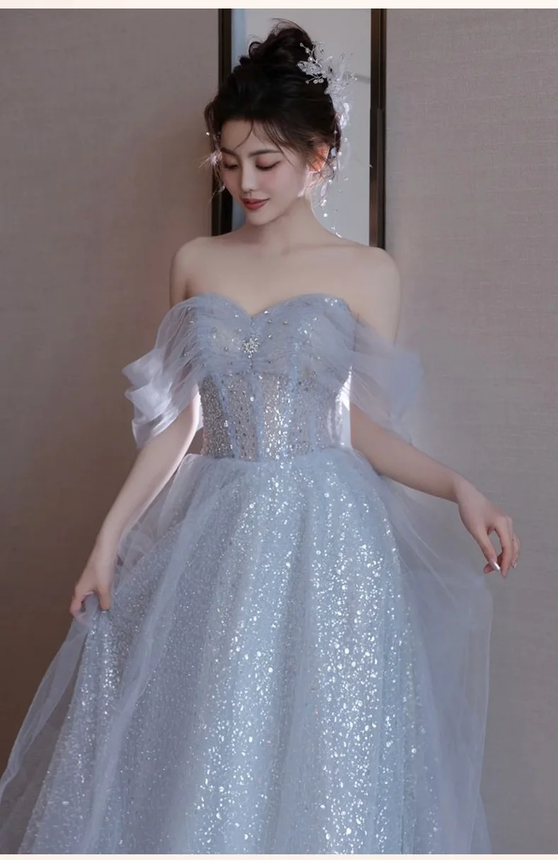 Y2k Evening Dresses Women's 2025 New Summer Banquet Long Dress Slim Sexy Light Luxury Art Test Host Adult Birthday Party Dress