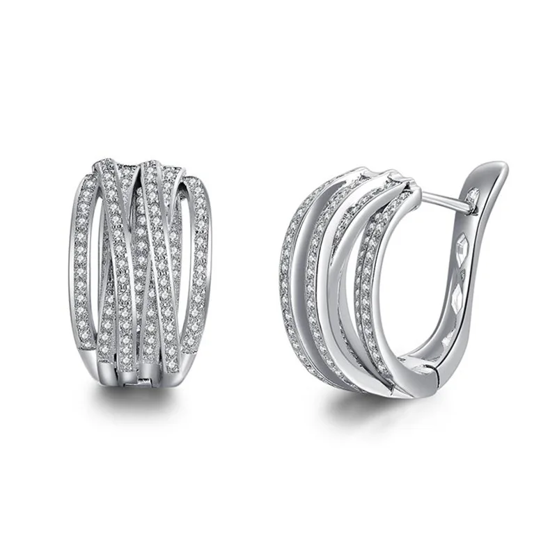 Huitan Fashion Silver Color Cross Hoop Earrings for Women Full Crystal Cubic Zirconia Statement Female Earrings Trends Jewelry Huitan Fashion Silver Color Cross Hoop Earrings for Women Full Crystal Cubic Zirconia Statement Female Earrings Trends Jewelry