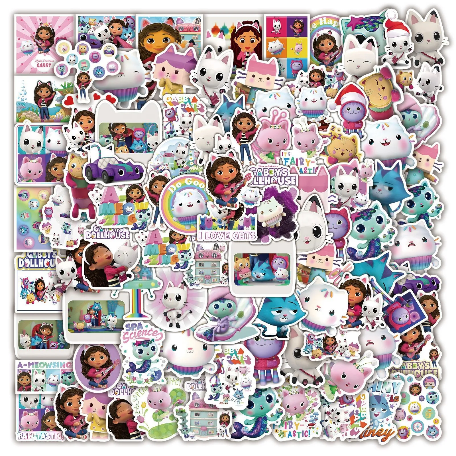 100Pcs Gabby's Dollhouse Stickers For Suitcase Skateboard Laptop Luggage Fridge Phone Car Styling Sticker