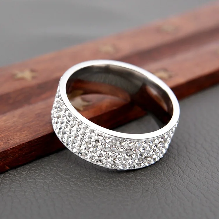 Hot Sale Vintage Retro Style Steel Ring for Women 5 Row Clear Crystal Jewelry Fashion Stainless Steel Engagement Wedding Rings Hot Sale Vintage Retro Style Steel Ring for Women 5 Row Clear Crystal Jewelry Fashion Stainless Steel Engagement Wedding Rings