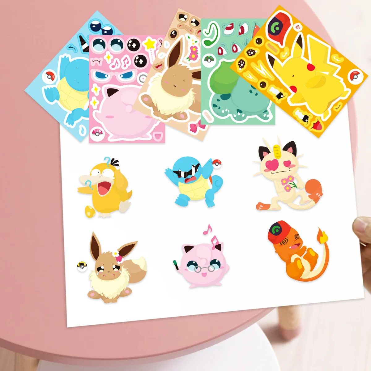 16Sheets Pokemon Puzzle Make a Face Stickers Pikachu Diy Cartoon Decal Assemble Jigsaw Children Gift Toy Party Favors for Kids 16Sheets Pokemon Puzzle Make a Face Stickers Pikachu Diy Cartoon Decal Assemble Jigsaw Children Gift Toy Party Favors for Kids