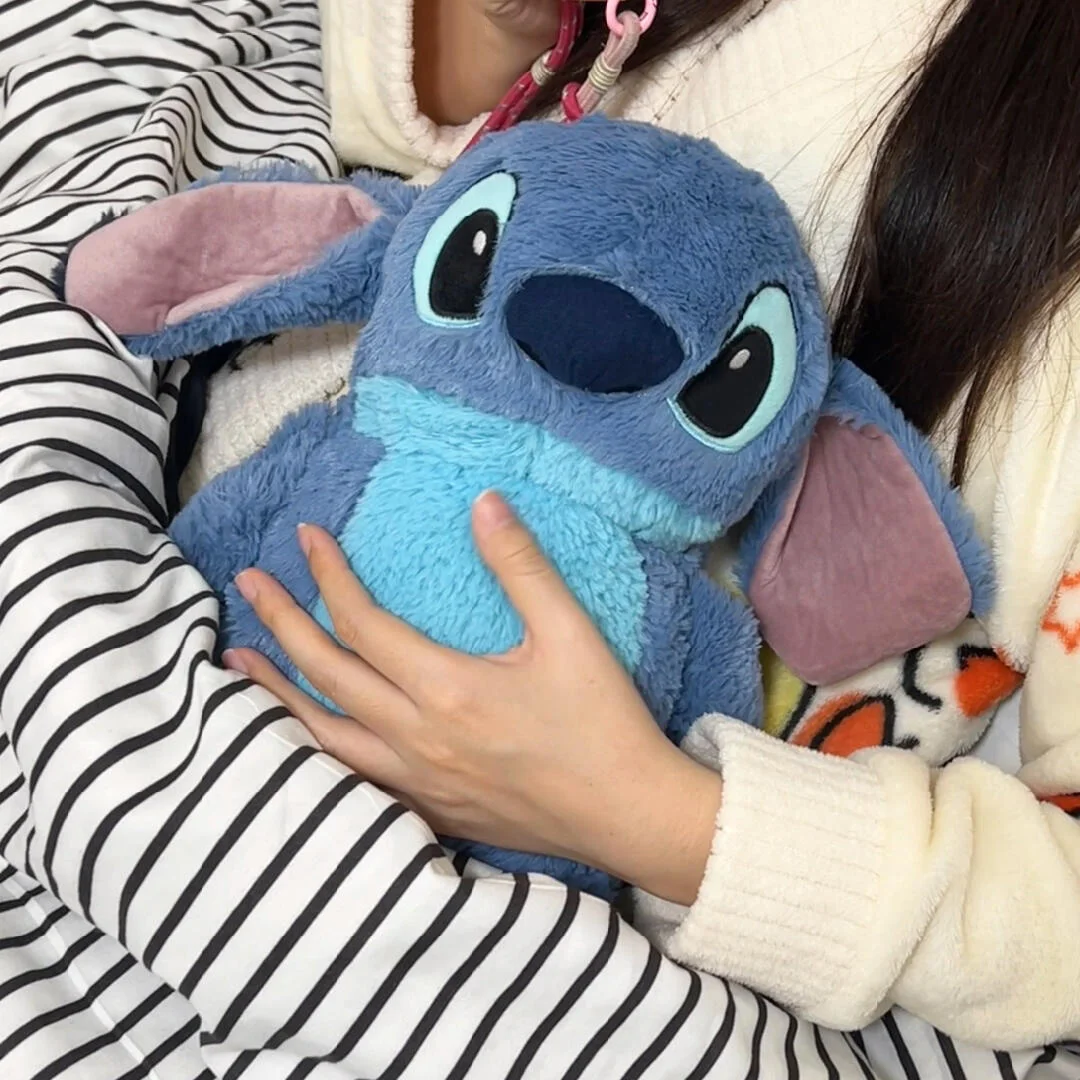 Strawberry Bear Stitch Hot Water Bottle Cute Plush Warm Bag Winter Gift for Girls Dorm Essential