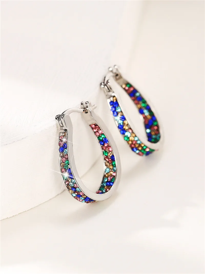 Huitan Colorful CZ Hoop Earrings Women Fashion Ear Hoop Accessories Luxury Bridal Wedding Earrings Statement Jewelry Drop Ship Huitan Colorful CZ Hoop Earrings Women Fashion Ear Hoop Accessories Luxury Bridal Wedding Earrings Statement Jewelry Drop Ship