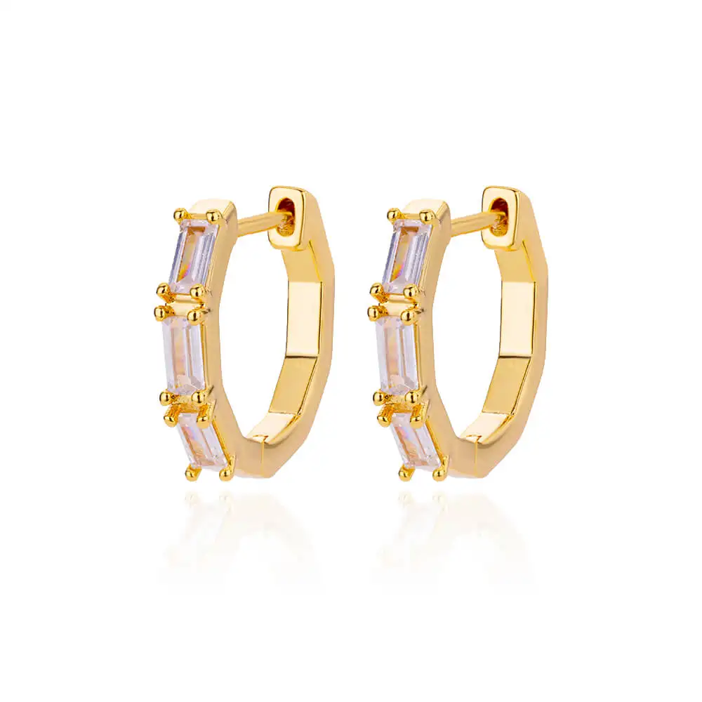 Shiny Zircon Circle Square Hoop Earrings for Women Gold Color Stainless Steel Earrings Luxury Christmas Jewelry Wedding aretes Shiny Zircon Circle Square Hoop Earrings for Women Gold Color Stainless Steel Earrings Luxury Christmas Jewelry Wedding aretes