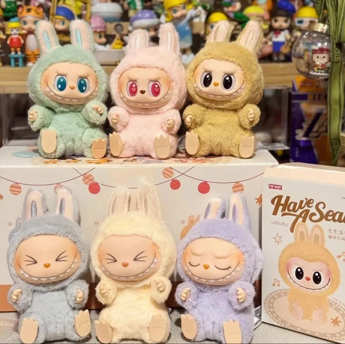 Authentic High Quality Monster Labubu Blind Box Series PVC Labubu Macaron Pendant Doll Monster Keychain Birthday Christmas Gift