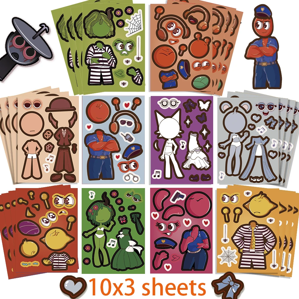 Sprunki Wedding Stickers Make Your Own Sprunki Sticker Make A Face Stickers for Kids DIY Stickers Party  Supplies Crafts Gift