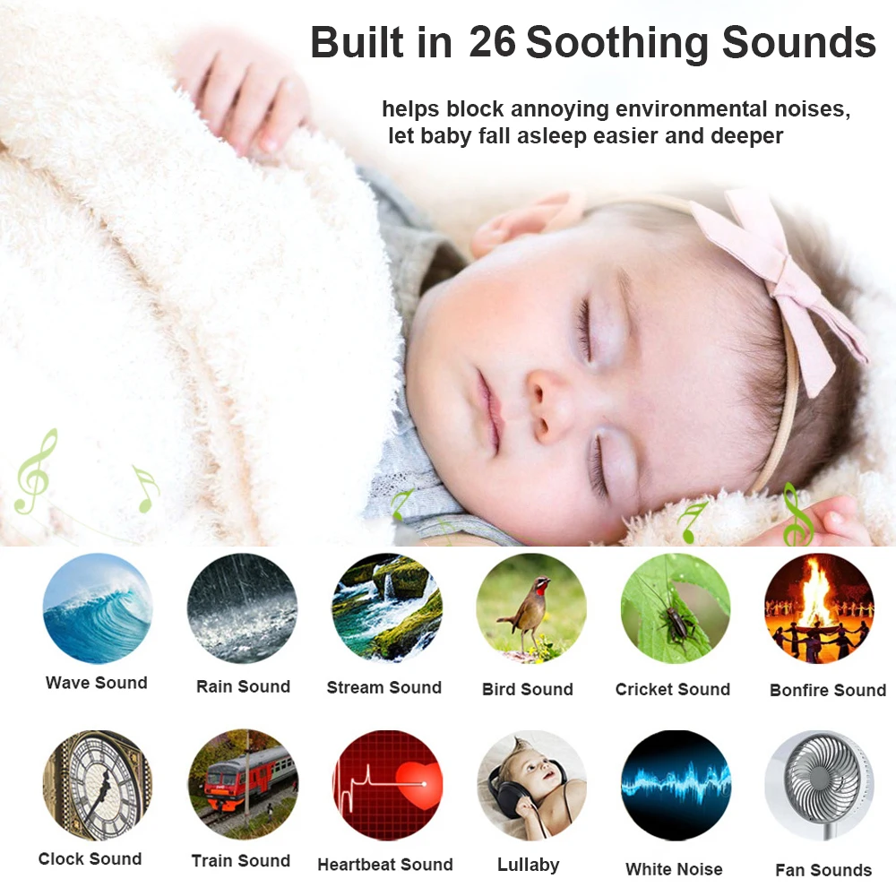 Baby Sleep Machine White Noise Sound Machine for Baby Sleeping 26 Soothing Sounds 15/30/60/90min Timer Built-in LED Night Light Baby Sleep Machine White Noise Sound Machine for Baby Sleeping 26 Soothing Sounds 15/30/60/90min Timer Built-in LED Night Light
