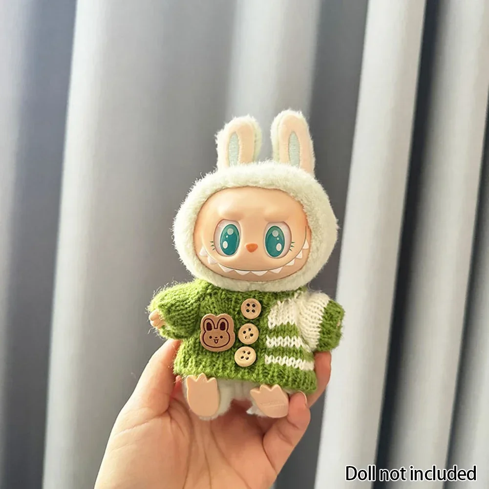 For 15-17 cm v1v2 Labubu Clothes outfit Labubu Sitting Party Bear Label Scarf Hat Bag Dolls Accessories Cute Decoration
