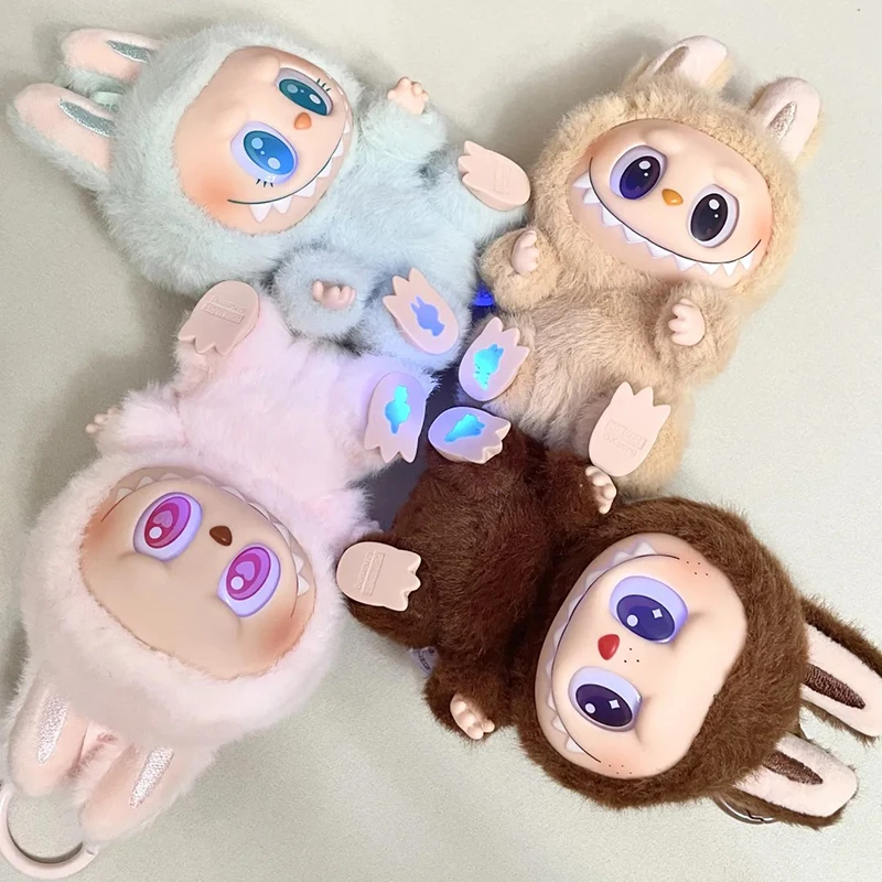 Genuine Labubu 2.0 Series Sitting Party Macaron Vinyl Face  Pendant Doll Room Decor Keychain Collection Mystery Box Kawaii Gift