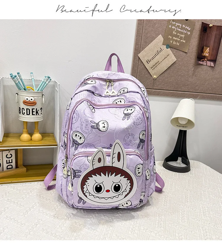 Large Capacity Cartoon Labubu Student Backpack Waterproof Kawaii Brown Monster Kids Cute Shouder Bag Elementary School Use Large Capacity Cartoon Labubu Student Backpack Waterproof Kawaii Brown Monster Kids Cute Shouder Bag Elementary School Use