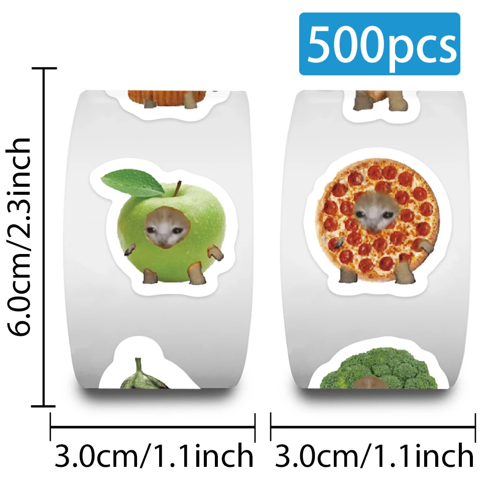 500pcs/Roll Cute Food Cat Cartoon Sealing Stickers Creativity DIY PVC Laptop Decals Decoration Stiker Reward Gift Toys 500pcs/Roll Cute Food Cat Cartoon Sealing Stickers Creativity DIY PVC Laptop Decals Decoration Stiker Reward Gift Toys