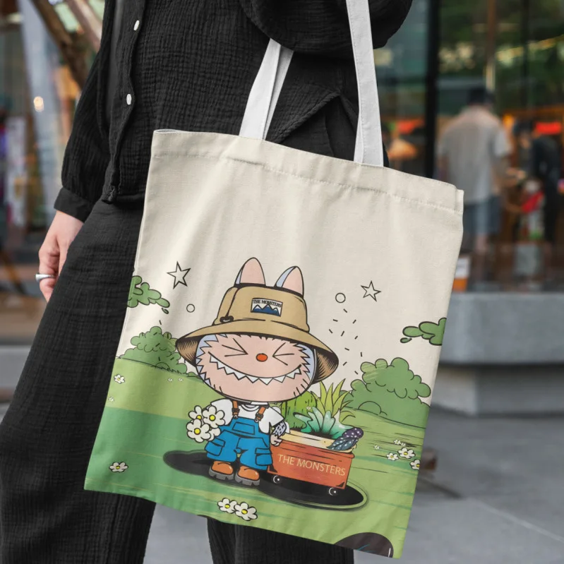 Lisa Same Labubu Canvas Bag Female Cute Cartoon Shopping HandBag Casual Student Shoulder Bag The Monsters Crossbody Bags Lisa Same Labubu Canvas Bag Female Cute Cartoon Shopping HandBag Casual Student Shoulder Bag The Monsters Crossbody Bags
