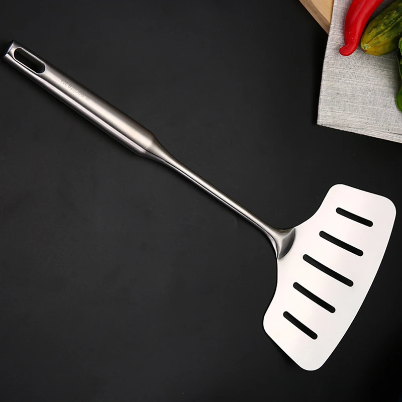 Large Stainless Steel Fish Frying Spatula Egg Pan Scoop Nonstick Long Wood Handle Steak Slotted Flat Shovel Kitchen Cooking Tool Large Stainless Steel Fish Frying Spatula Egg Pan Scoop Nonstick Long Wood Handle Steak Slotted Flat Shovel Kitchen Cooking Tool