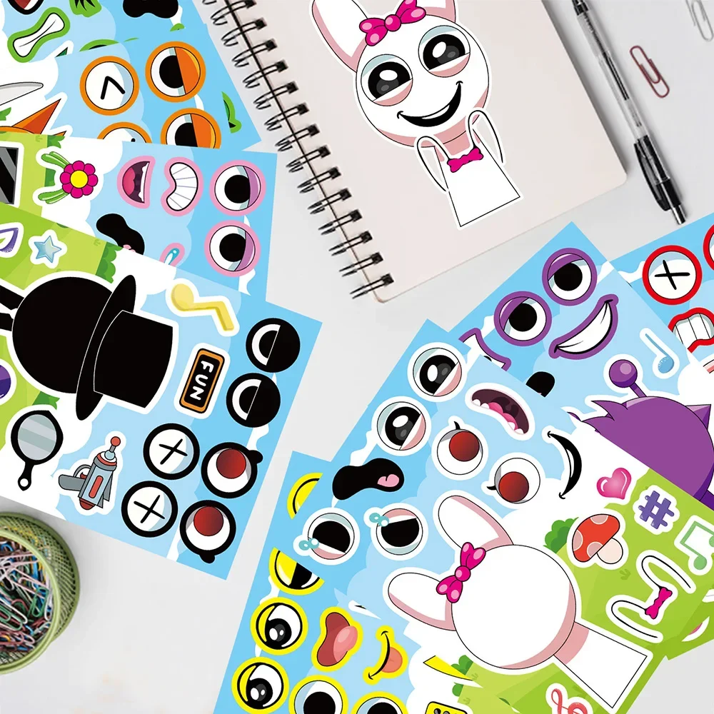 8/16Sheets Incredibox Sprunki Funny Puzzle Sticker Make a Face Decals Game Kids Toys Cartoon Assemble Jigsaw Children Party Gift 8/16Sheets Incredibox Sprunki Funny Puzzle Sticker Make a Face Decals Game Kids Toys Cartoon Assemble Jigsaw Children Party Gift