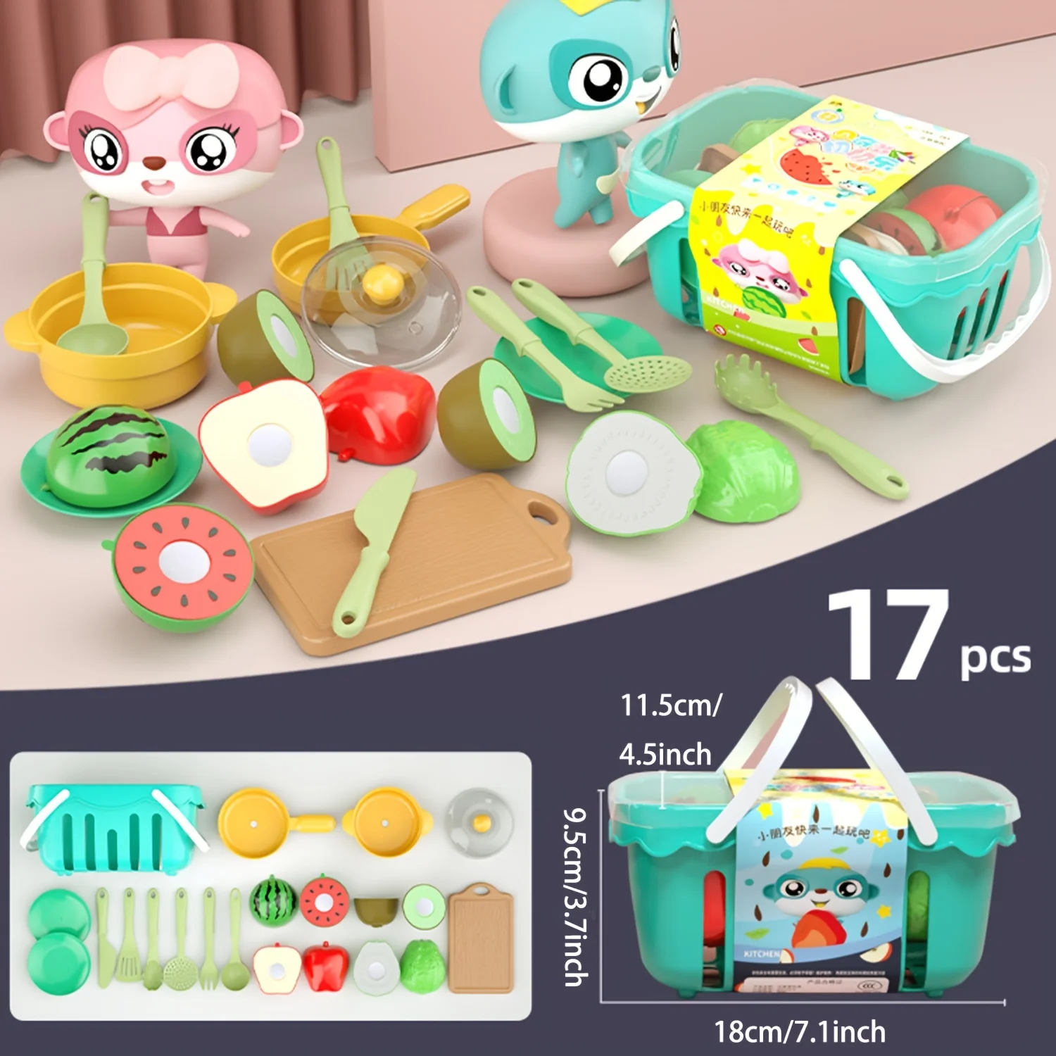 Kids Pretend Play Kitchen Toys Cutting Play Fruit Vegetables Educational Toy Food Kit for Toddler Children Gift Assembly Game