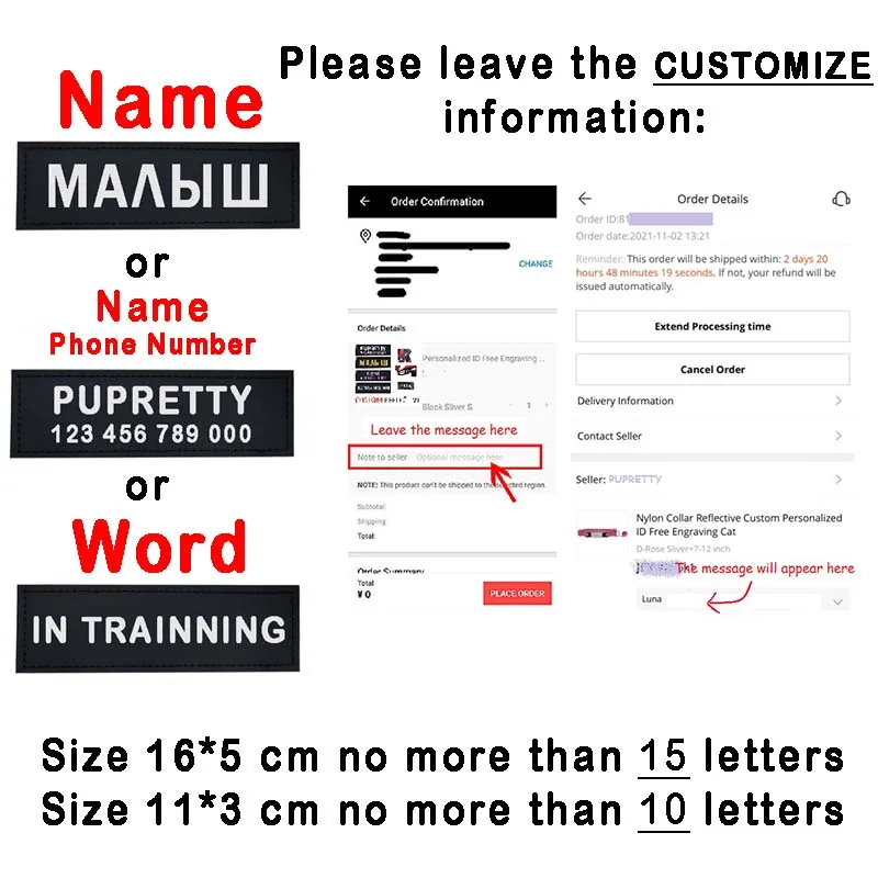 2 PCS Personalized Dog Name Tag Reflective Pet Harness Collar ID Label Stickers Custom text Paw Heart Logo Harness Tags 2 PCS Personalized Dog Name Tag Reflective Pet Harness Collar ID Label Stickers Custom text Paw Heart Logo Harness Tags