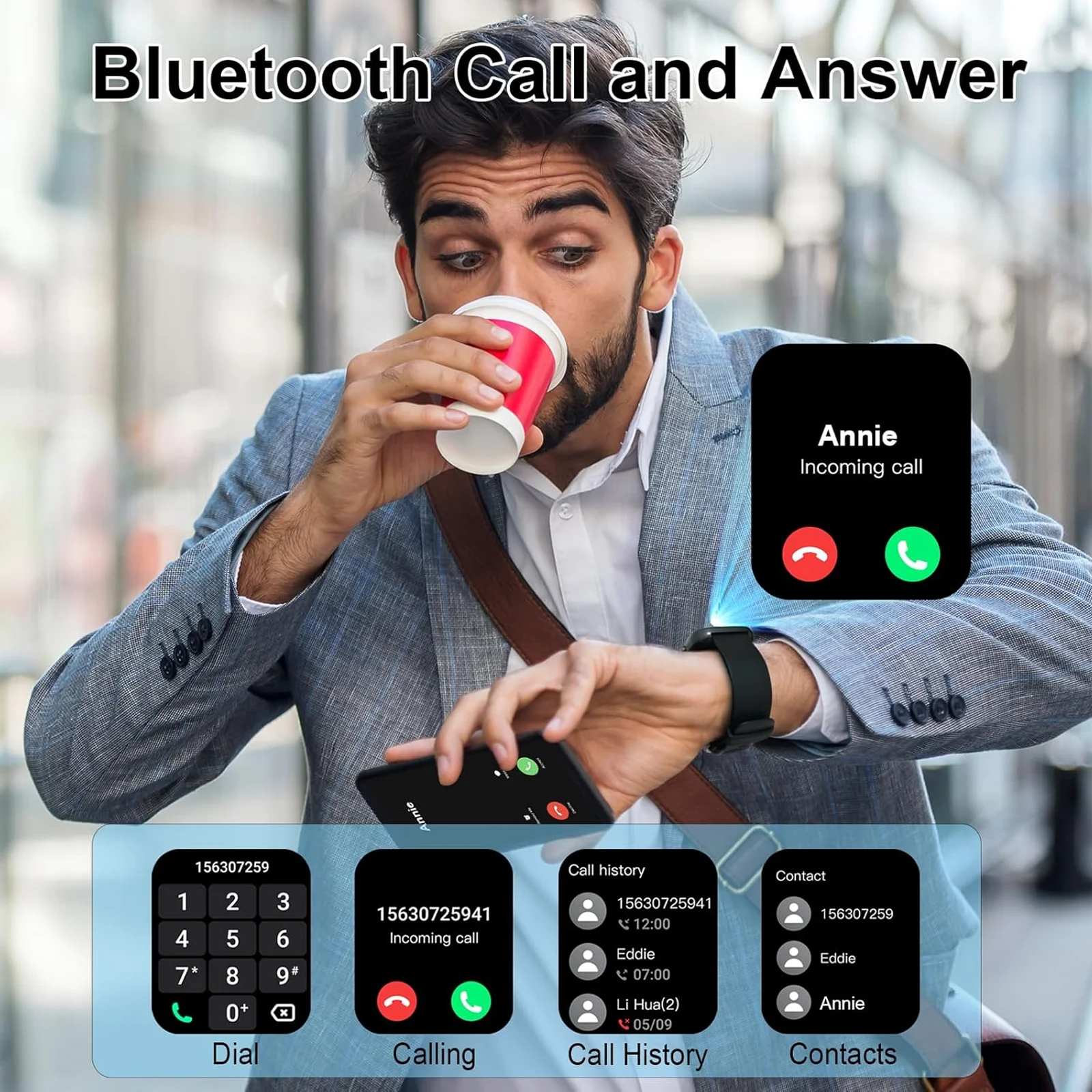 Smart Watch(Answer/Make Calls), 1.96" Smartwatches, Fitness Tracker, Sleep Monitor, Pedometer, 100+ Sport Modes, IP68 Waterproof Smart Watch(Answer/Make Calls), 1.96" Smartwatches, Fitness Tracker, Sleep Monitor, Pedometer, 100+ Sport Modes, IP68 Waterproof