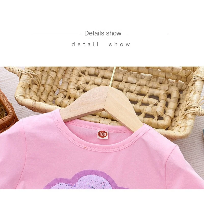 Sanrio Girl Short Sleeve T-Shirt Hello Kitty Kuromi Cinnamoroll Girls' Cotton Material T-shirt Multi Colored Cartoon Pattern Top