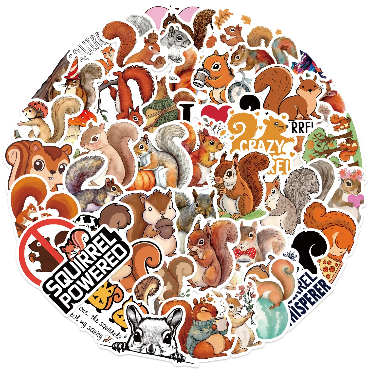 50pcs Squirrel Series Cartoon Cute Waterproof Sticker Skateboarding Snowboard Decorative Mobile Phone Retro Vinyl Sticker 50pcs Squirrel Series Cartoon Cute Waterproof Sticker Skateboarding Snowboard Decorative Mobile Phone Retro Vinyl Sticker