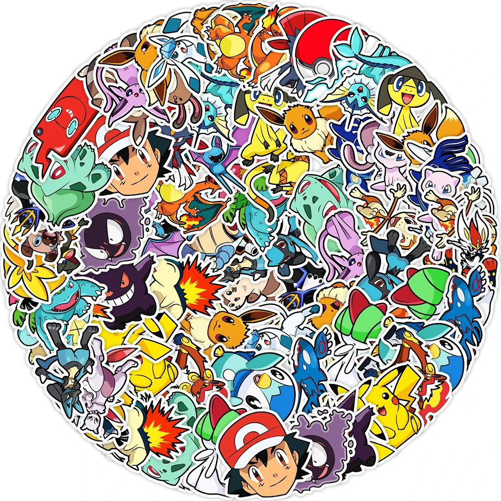 10/30/50PCS Anime Pokemon Cute Stickers Decals DIY Notebook Laptop Phone Suitcase Bike Graffiti Funny Cartoon Sticker Kid Toy