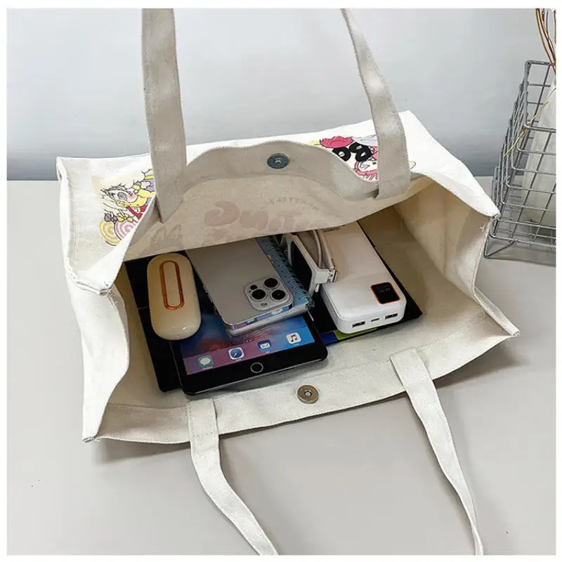 2024 New Labubu Printed Letters Tote Bag Large Shoulder Bag Ladies Canvas Zipper Concealed Commuting Everyday Joker Handbag 2024 New Labubu Printed Letters Tote Bag Large Shoulder Bag Ladies Canvas Zipper Concealed Commuting Everyday Joker Handbag