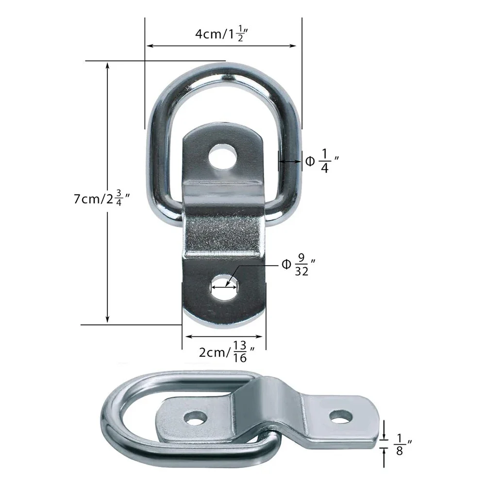 4-12Pcs D Rings Tie Down Anchors Ring Pull Hook Stainless Steel Lashing Ring Load Fit for Car Boat Cargo trailer Vehicles RV Van