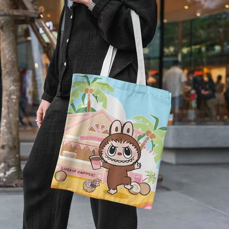 Hot 19 Styles Labubu Canvas Storage Bag Female Cute Cartoon Shopping HandBag Casual Student Shoulder Bag Hot 19 Styles Labubu Canvas Storage Bag Female Cute Cartoon Shopping HandBag Casual Student Shoulder Bag