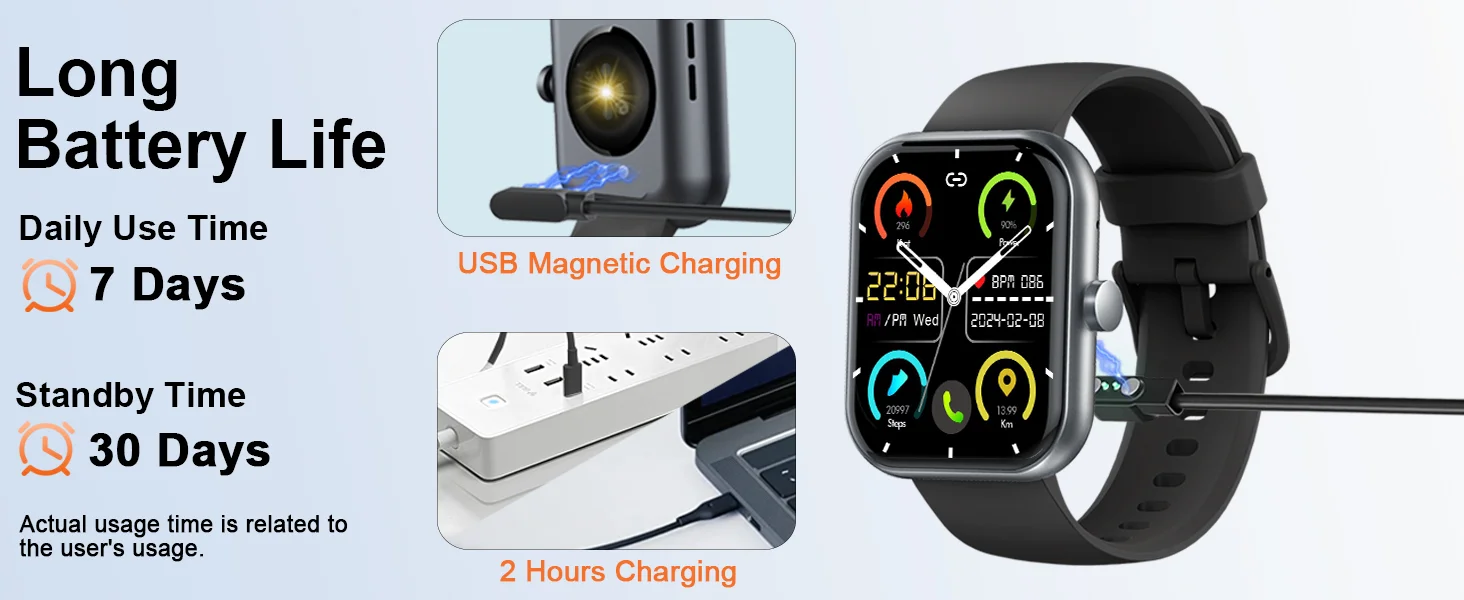 Smart Watch(Answer/Make Calls), 1.96" Smartwatches, Fitness Tracker, Sleep Monitor, Pedometer, 100+ Sport Modes, IP68 Waterproof Smart Watch(Answer/Make Calls), 1.96" Smartwatches, Fitness Tracker, Sleep Monitor, Pedometer, 100+ Sport Modes, IP68 Waterproof