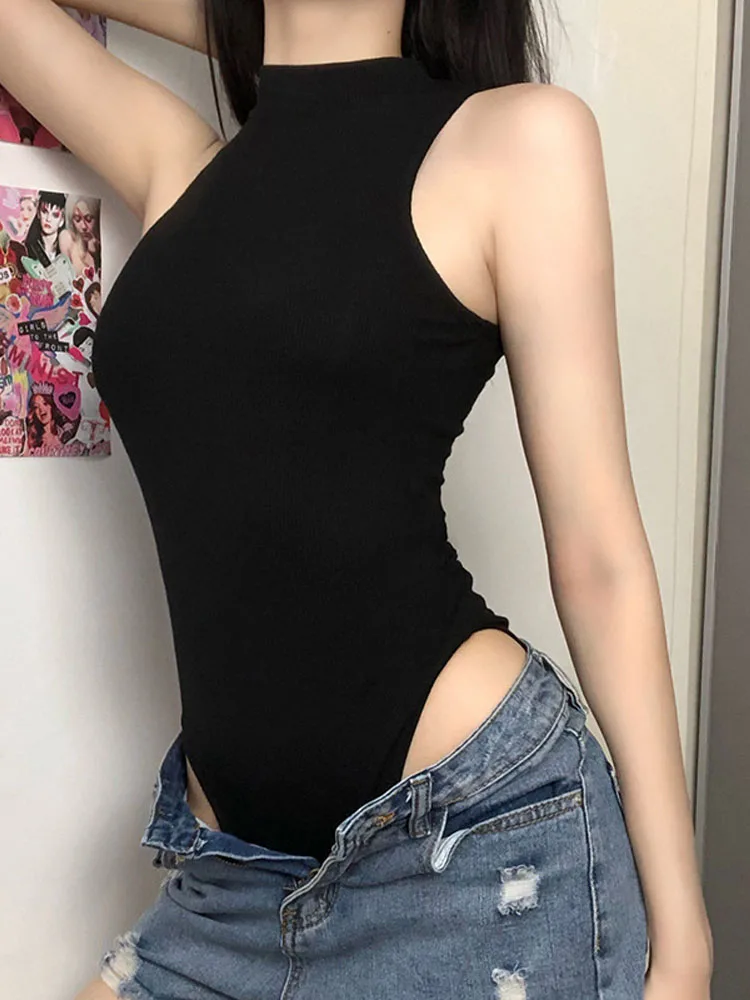 Harajuku Solid Jumpsuit Women Sleeveless Bodycon Sexy Black Body Tops Fashion Streetwear Vintage Y2k Gothic Bodysuits Clothing Harajuku Solid Jumpsuit Women Sleeveless Bodycon Sexy Black Body Tops Fashion Streetwear Vintage Y2k Gothic Bodysuits Clothing