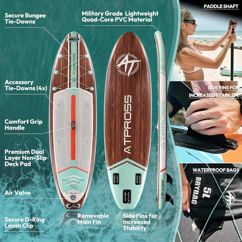 11'6"x35" Inflatable Paddle Board, 450lbs Extra Wide Stand Up Paddleboard for Adults with Premium SUP Accessories Kit & Backpack 11'6"x35" Inflatable Paddle Board, 450lbs Extra Wide Stand Up Paddleboard for Adults with Premium SUP Accessories Kit & Backpack