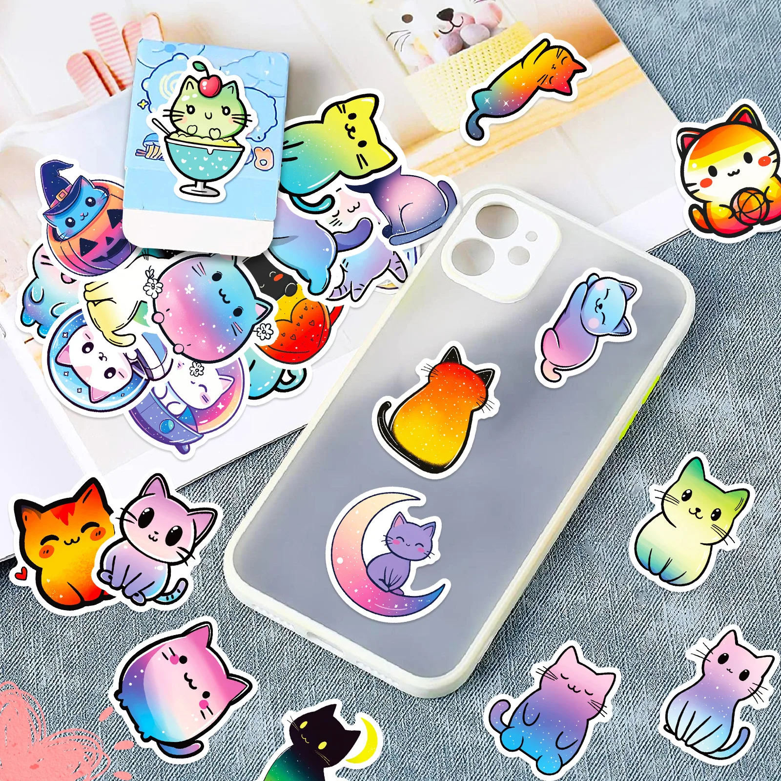 50Pcs Cute Colorful Cat Stickers DIY Stickers Scrapbooking Phone Luggage Skateboard Waterproof Decals 50Pcs Cute Colorful Cat Stickers DIY Stickers Scrapbooking Phone Luggage Skateboard Waterproof Decals