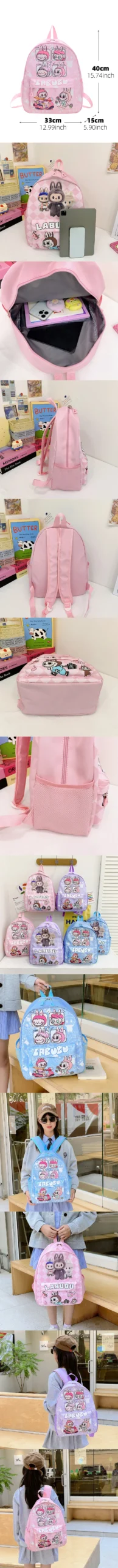 Labubu Large Capacity School bag, Lightweight Preppy Style Cute Backpack, Cartoon Anime Daypack, Casual Travel Commute Knapsack Labubu Large Capacity School bag, Lightweight Preppy Style Cute Backpack, Cartoon Anime Daypack, Casual Travel Commute Knapsack