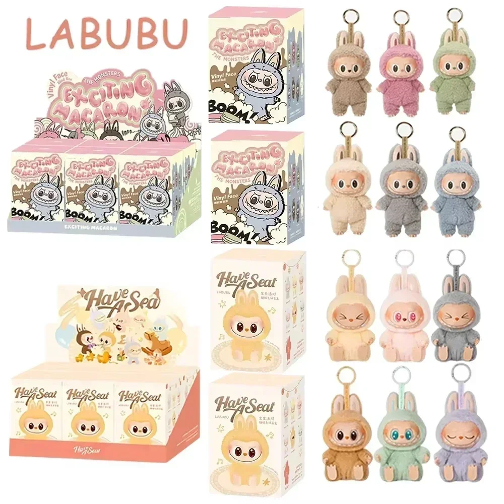 Labubu The Monsters Heartbeat Macaron Enamel Face Blind Box Pvc Figurine labubu sitting party Kawaii Doll Kid Christmas Gifts