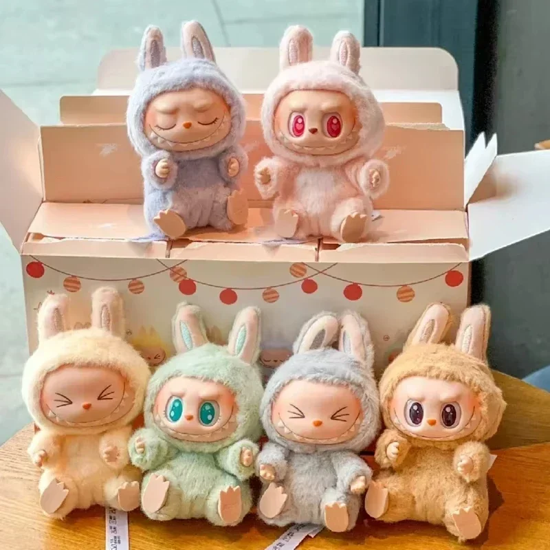 High Quality Macaron Second Generation Monster Labubu Sitting Party Vinyl Plush Blind Box Decoration Surprise Box Doll Birthday
