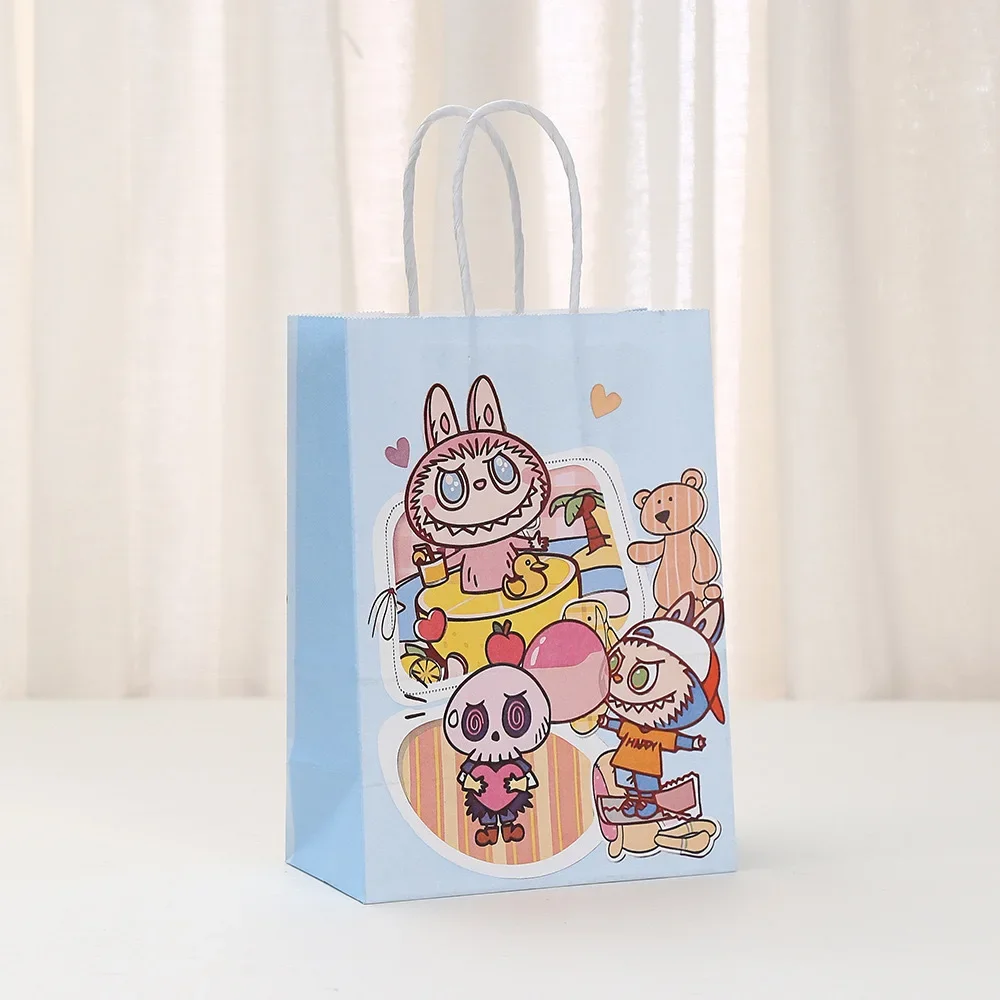 Cartoon Labubu Gift Bag Candy Snacks Birthday Gift Bag 10 Pack Gift Baking Shopping Portable Paper Bag