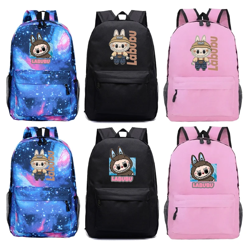 Labubu The Monsters Backpack Abubu Kids Students Schoolbag Boy Girl Teen Knapsack Children Rucksack Mochila