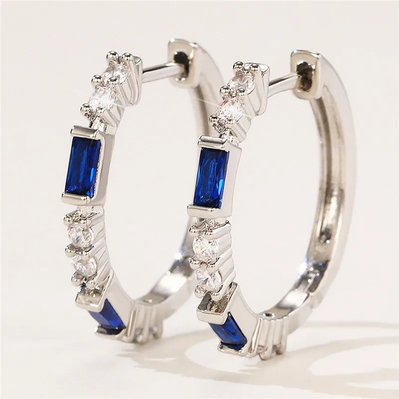 Huitan Colorful CZ Hoop Earrings Women Fashion Ear Hoop Accessories Luxury Bridal Wedding Earrings Statement Jewelry Drop Ship Huitan Colorful CZ Hoop Earrings Women Fashion Ear Hoop Accessories Luxury Bridal Wedding Earrings Statement Jewelry Drop Ship