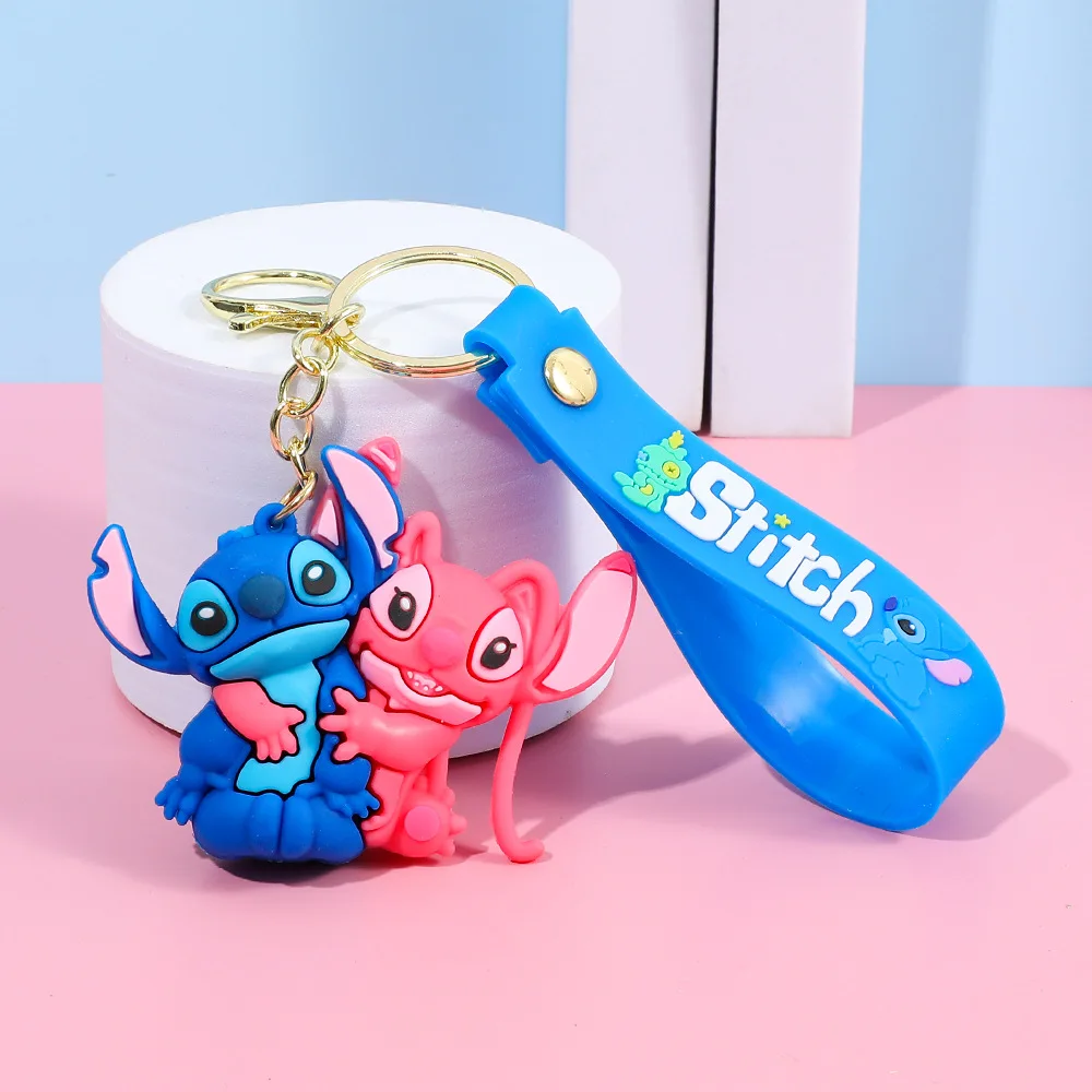 MINISO Cartoon Stitch and Angel Keychains Matching Couple Toys for Accessories Bag Key Chain Ring Jewelry Retro Gifts Keyrings MINISO Cartoon Stitch and Angel Keychains Matching Couple Toys for Accessories Bag Key Chain Ring Jewelry Retro Gifts Keyrings