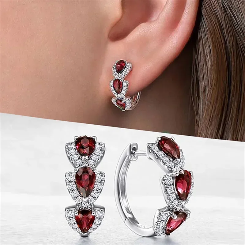 Huitan Luxury Trendy Blue Cubic Zirconia Hoop Earrings Wedding Party Elegant Accessories for Women Anniversary Gift New Jewelry Huitan Luxury Trendy Blue Cubic Zirconia Hoop Earrings Wedding Party Elegant Accessories for Women Anniversary Gift New Jewelry