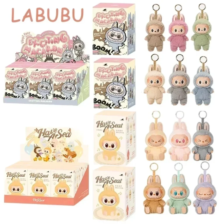 Labubu The Monsters Heartbeat Macaron Enamel Face Blind Box Pvc Figurine labubu sitting party Kawaii Doll Kid Christmas Gifts