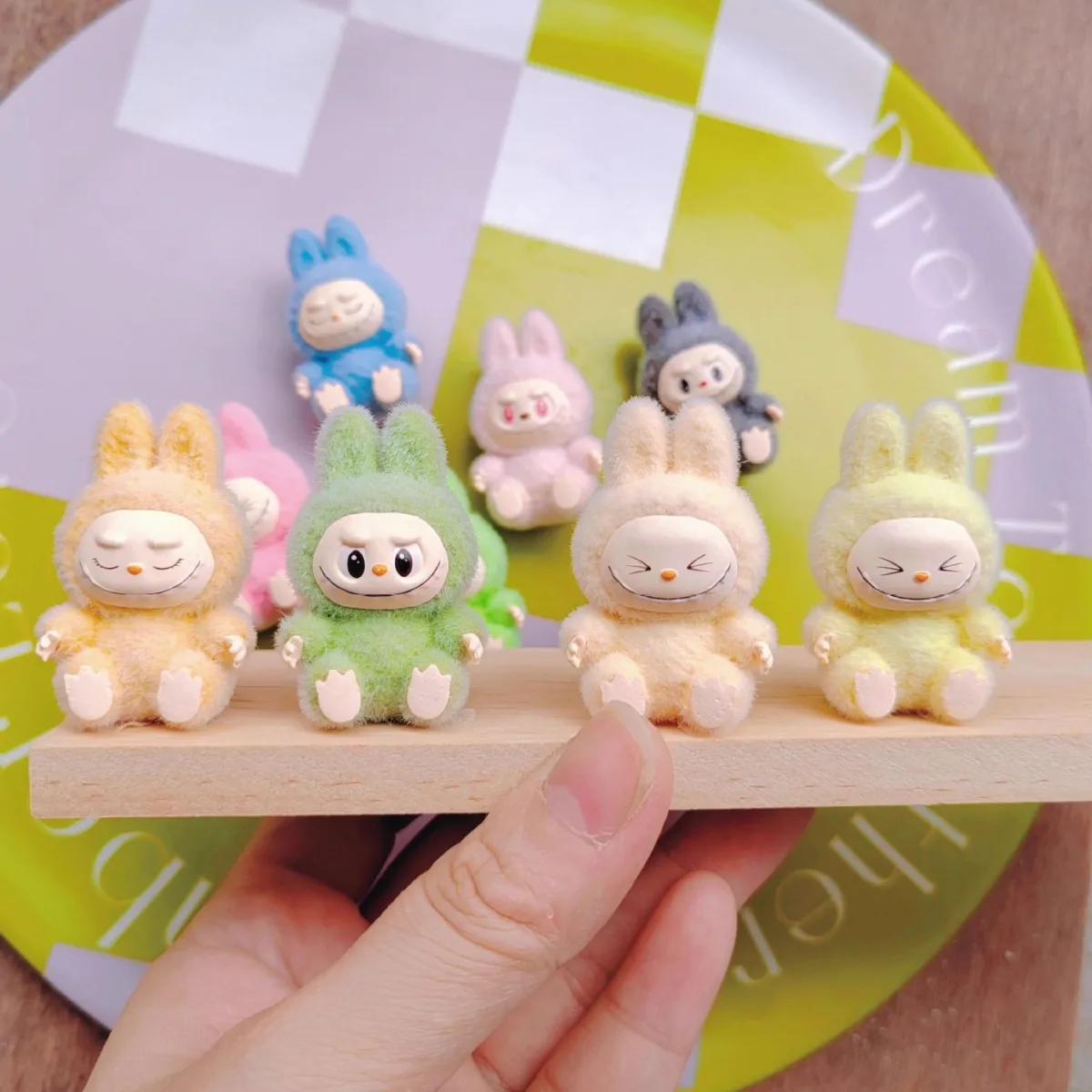 Cartoon Labubu Series Mini Flocking Exquisite Cute Doll Gift Diy Pendant Accessories Decoration Kawaii Toys Gift