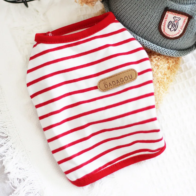 Striped Puppy Sleeveless Vest Spring Summer Pet Clothes for Small Dogs Pomeranian Chihuahua Pullovers Kitten T-shirts Outfits