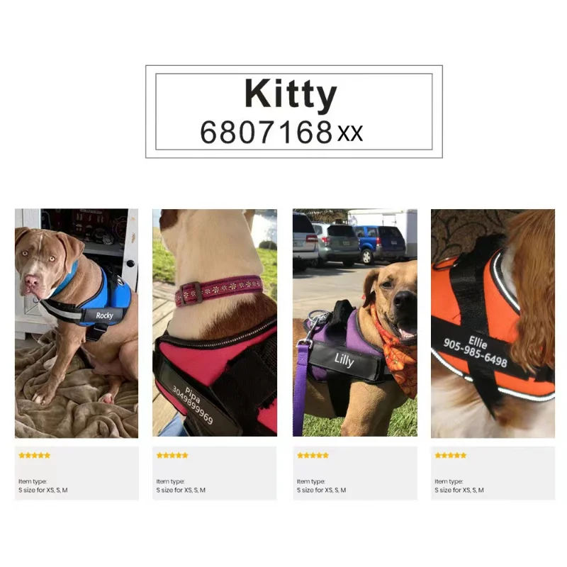 2 PCS Personalized Dog Name Tag Reflective Pet Harness Collar ID Label Stickers Custom text Paw Heart Logo Harness Tags 2 PCS Personalized Dog Name Tag Reflective Pet Harness Collar ID Label Stickers Custom text Paw Heart Logo Harness Tags