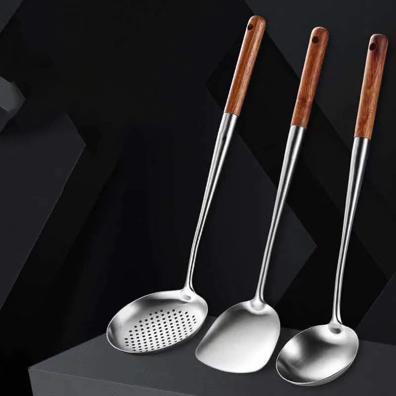 Kitchen Utensils Wok Spatula Iron and Ladle Tool Set Spatula for Stainless Steel Cooking Equpment Kitchen Accessories Essentials Kitchen Utensils Wok Spatula Iron and Ladle Tool Set Spatula for Stainless Steel Cooking Equpment Kitchen Accessories Essentials