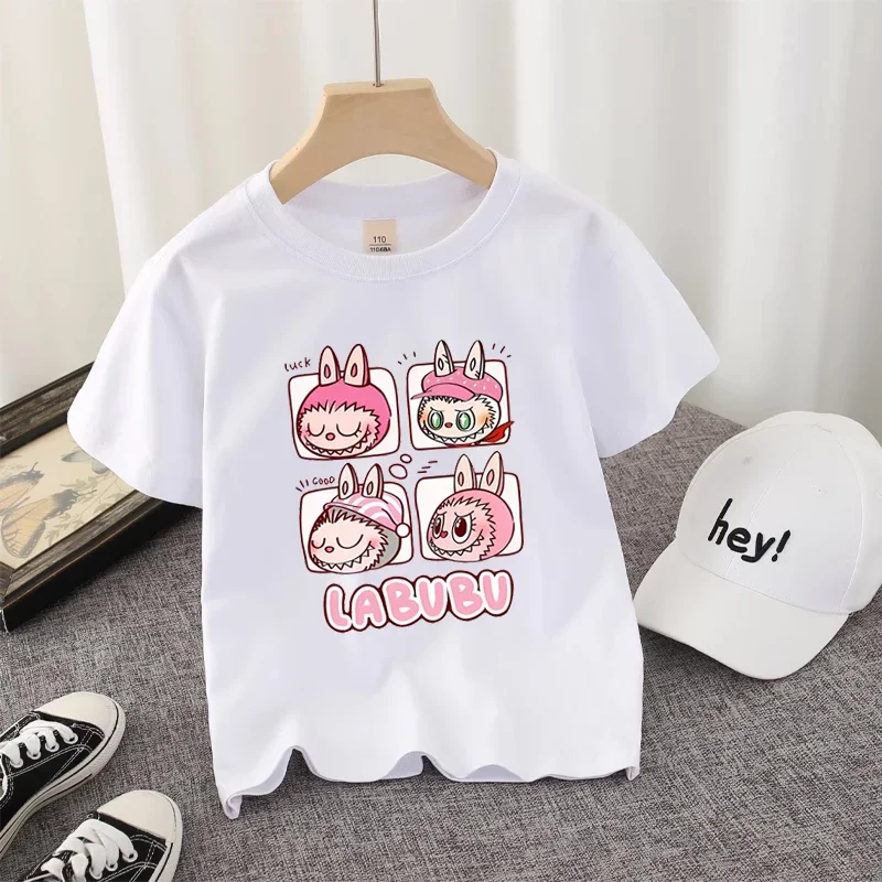 Labubu Kids T-shirt Cotton Cute Anime Print Tees Short Sleeve Kawaii Pink Cartoon Girl Summer Casual Clothes Birthday Party Gift Labubu Kids T-shirt Cotton Cute Anime Print Tees Short Sleeve Kawaii Pink Cartoon Girl Summer Casual Clothes Birthday Party Gift